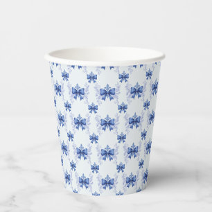 Elegant Blue Bow Bridal Shower Paper Cups