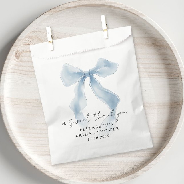 Elegant Blue Bow Bridal Shower Thank You Favour Bags (Elegant Blue Bow Bridal Shower Thank You Favor Bag)