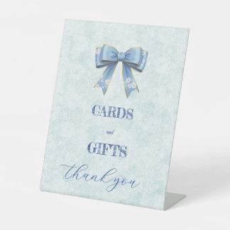 Elegant Blue Bow Engagement Party Invitation Pedestal Sign