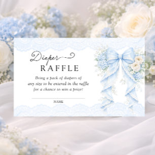 Elegant Blue Bow Floral Boy Diaper Raffle Enclosure Card
