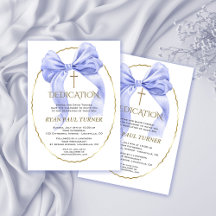 Elegant Blue Bow Gold Boy Dedication 