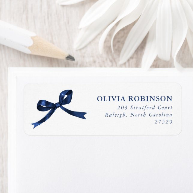 Elegant Blue Bow Graduation Return Address (Insitu)
