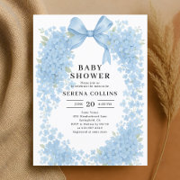 Elegant Blue Bow Hydrangea Baby Shower