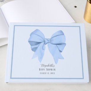 Elegant Blue Bow It's a Boy Baby Shower Guest Book