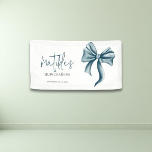 Elegant Blue Bow Quinceanera Banner