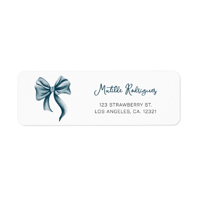 Elegant Blue Bow Return Address (Front)