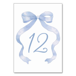 Elegant Blue Bow Table Number