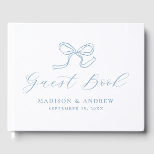 Elegant Blue Bow Wedding Guest Book