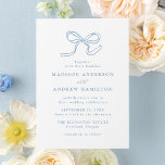 Elegant Blue Bow Wedding Invitation<br><div class="desc">Invite guests to your wedding with timeless elegance using this minimalist wedding invitation. A delicate hand-drawn bow in soft blue sits at the top, adding a romantic, refined touch to the clean white background. Personalise the invitation with your names and wedding details in a modern, graceful font. This classic design...</div>