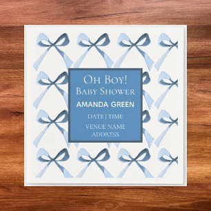 Elegant Blue Bows Baby Shower Napkin