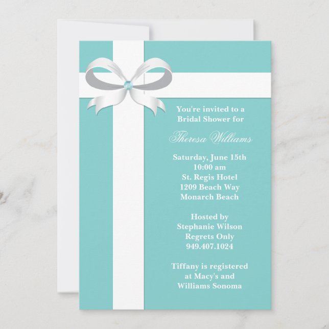 Elegant Blue Bridal Shower Invitation (Front)