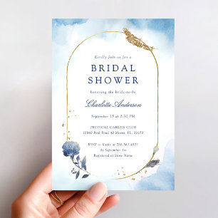 Elegant Blue Bridal Shower Invitation