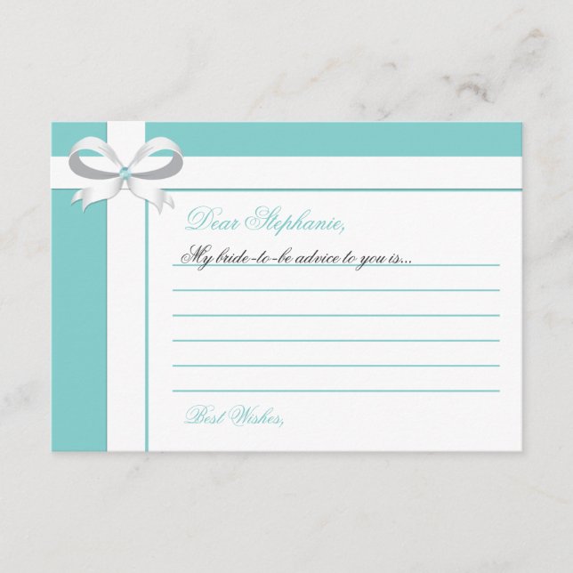 Elegant Blue Bridal Shower Notes of Advice (Front)
