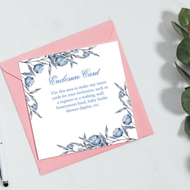 Elegant Blue bridal shower or baby shower registry Enclosure Card (Creator Uploaded)