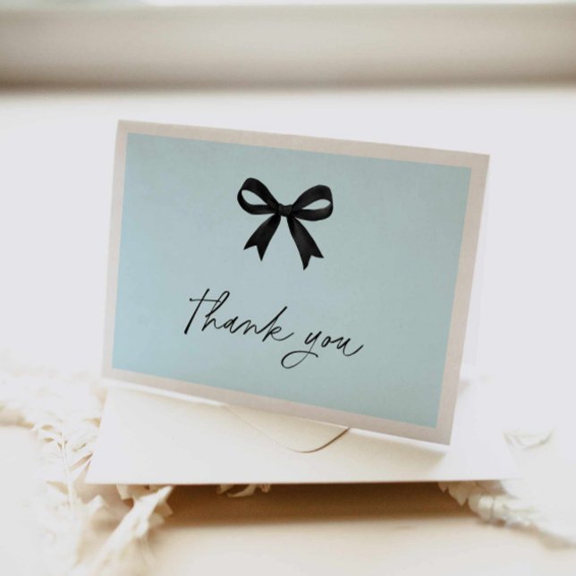 Elegant Blue Bridal Shower Thank you card (Blue Bow Bridal Shower thank you card)