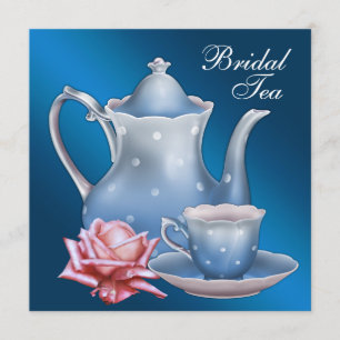 Elegant Blue Bridal Tea Party Invitation