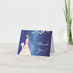 Elegant Blue Bride Thank You Note Card