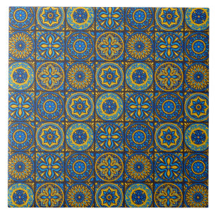 Elegant blue& brown Moroccan pattern Tile