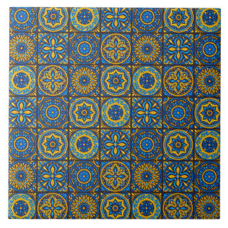 Elegant blue& brown Moroccan pattern Tile