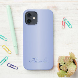 Elegant Blue Brushed Metal Name iPhone 12 Case