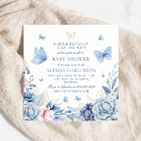 Elegant Blue Butterfly Boy Baby Shower