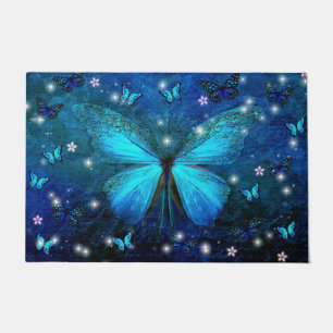 Elegant Blue Butterfly Doormat