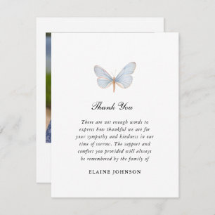 Elegant Blue Butterfly Funeral Photo Thank you