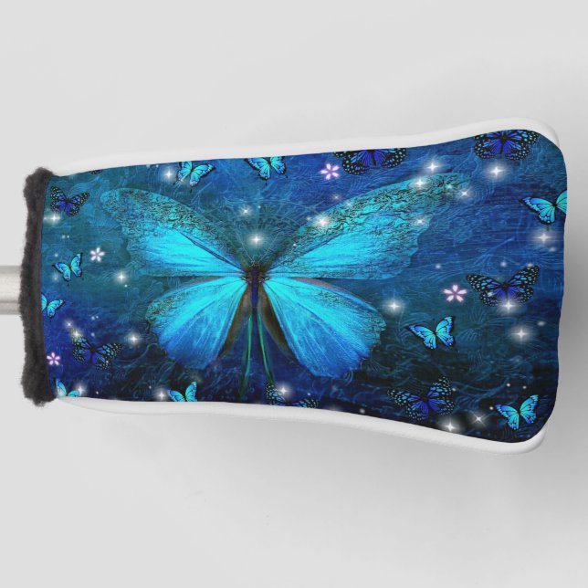 Elegant Blue Butterfly Golf Head Cover (Front)
