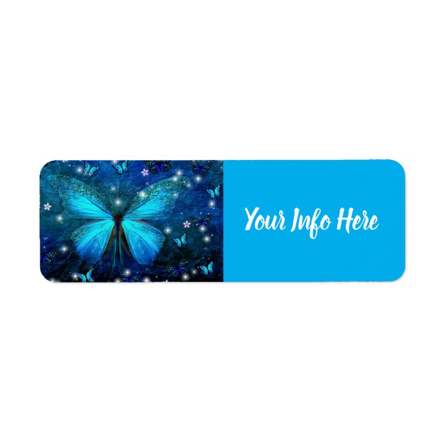 Elegant Blue Butterfly Label (Front)
