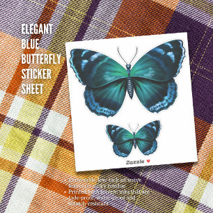 Elegant Blue Butterfly Sticker Sheet