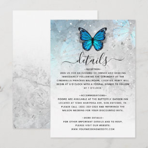 Elegant Blue Butterfly Wedding Details Enclosure Card