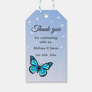 Elegant Blue Butterfly with Sparkle Gift Tags