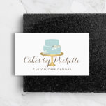 Elegant Blue Cake with Florals Cake Decorating Business Card<br><div class="desc">An elegant aqua blue tiered cake decorated with white flowers sits atop a faux gold cake stand for a beautiful aesthetic on this bakery or cake decorator's business card template. Update the calligraphic text with your name or business name for an instant logo. The double-sided design allows plenty of room...</div>