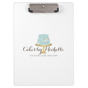 Elegant Blue Cake with Florals Cake Decorating Clipboard
