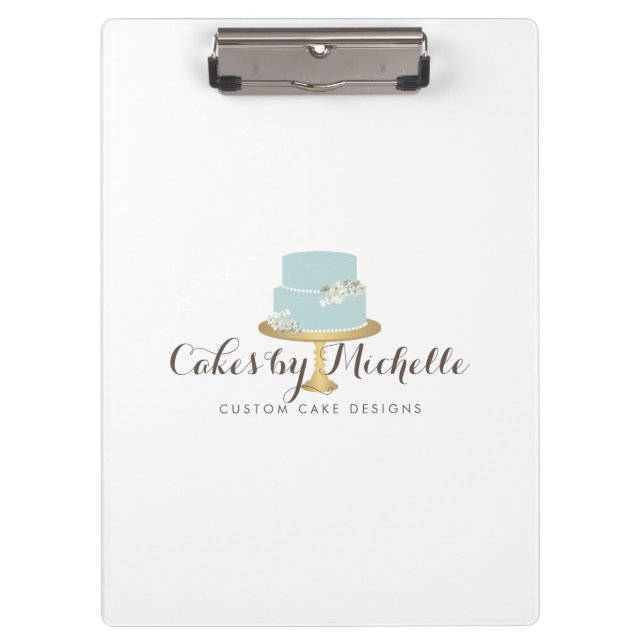 Elegant Blue Cake with Florals Cake Decorating Clipboard (Front)
