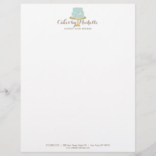 Elegant Blue Cake with Florals Cake Decorating Customised Letterhead