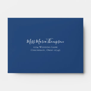 Elegant Blue Calligraphy Ampersand Guest RSVP Envelope