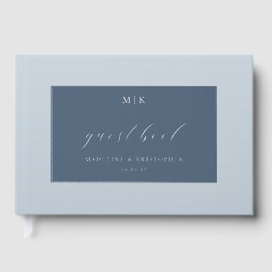 Elegant Blue Calligraphy Guest Book