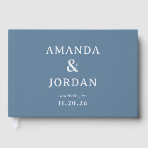 Elegant Blue Calligraphy Guest Book