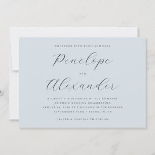 Elegant Blue Calligraphy Invitation