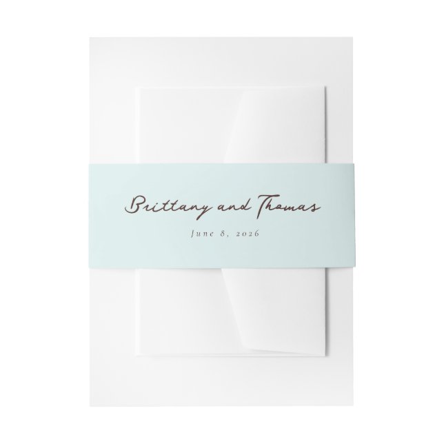 Elegant Blue Calligraphy Invitation Belly Band (Front Example)