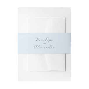 Elegant Blue Calligraphy Invitation Belly Band