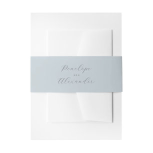 Elegant Blue Calligraphy Invitation Belly Band