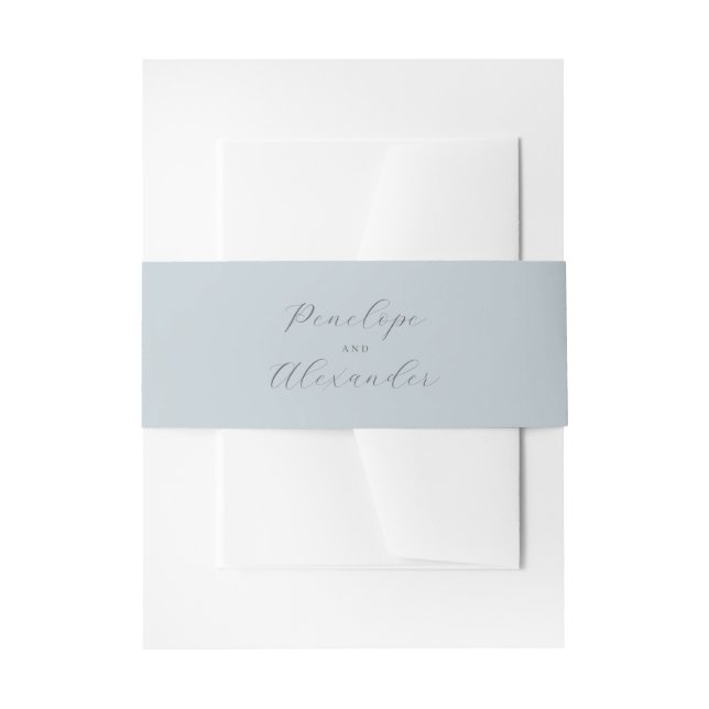 Elegant Blue Calligraphy Invitation Belly Band (Front Example)