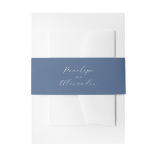 Elegant Blue Calligraphy Invitation Belly Band