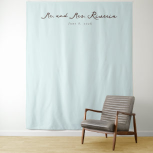 Elegant Blue Calligraphy Tapestry