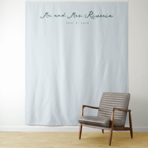 Elegant Blue Calligraphy Tapestry