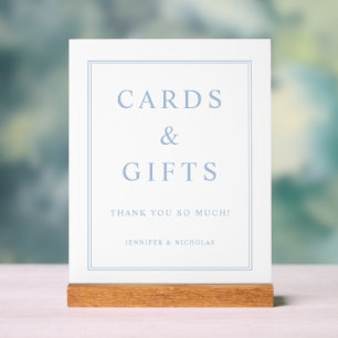 Elegant Blue Cards And Gifts Wedding Acrylic Sign