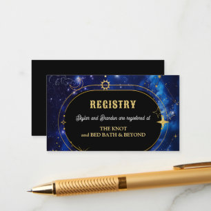 Elegant blue celestial wedding registry  enclosure card