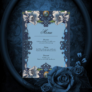 Elegant blue celtic design menu